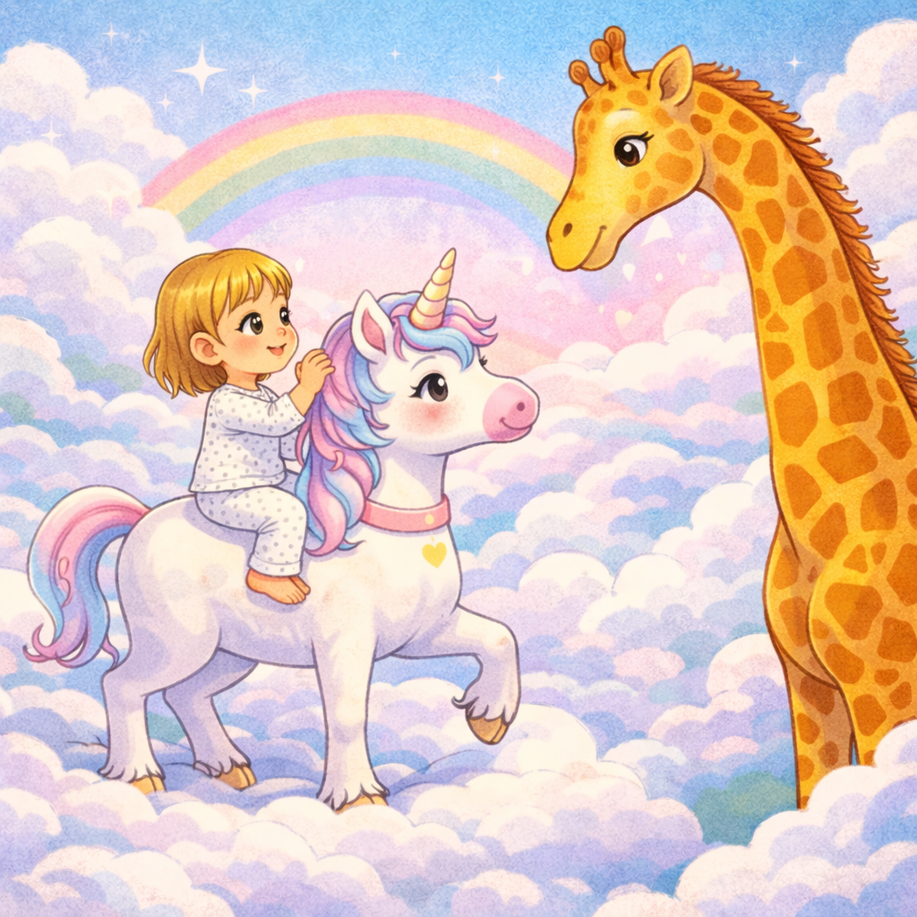 Ilustración temporal de Odaia saludando a una jirafa