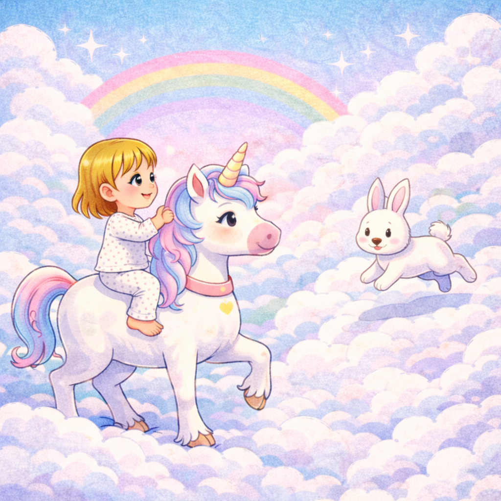 Ilustración temporal de Odaia saludando a un conejo