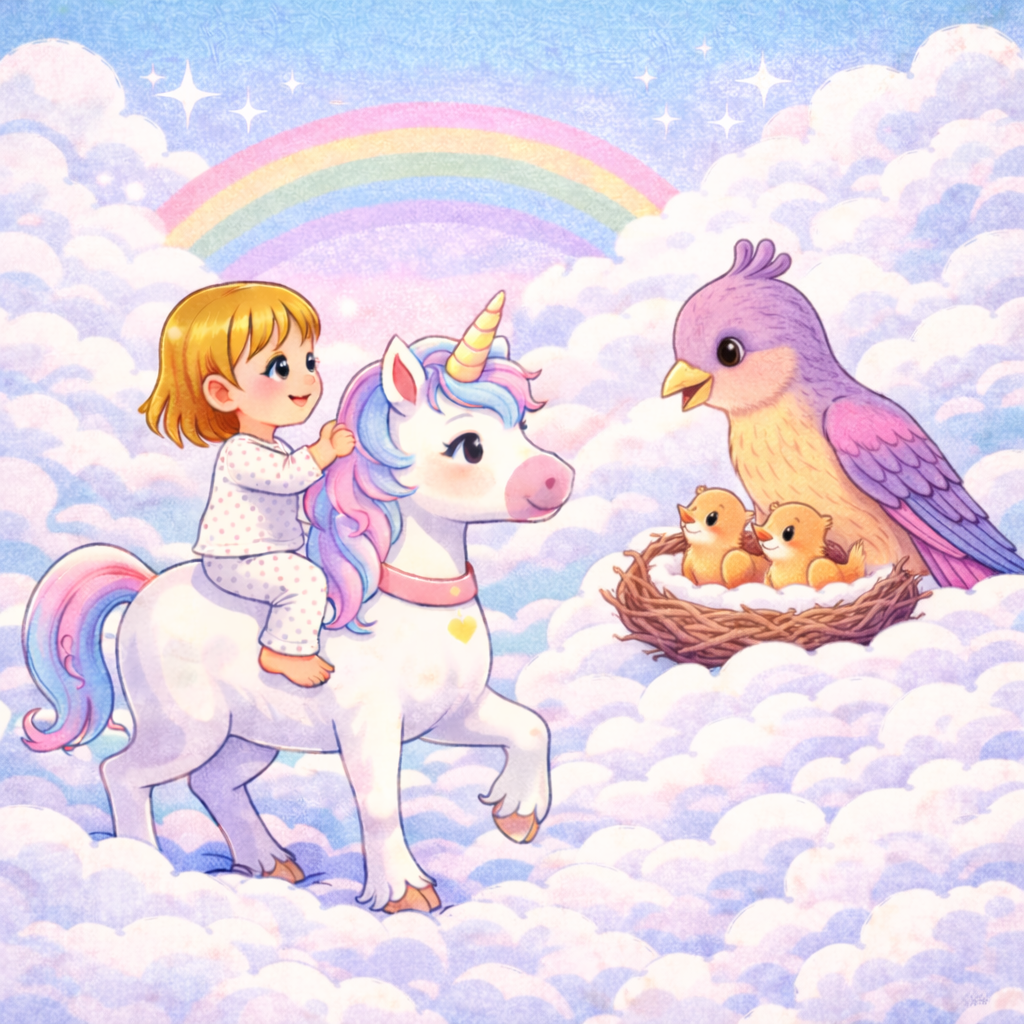 Odaia saluda a un pajarito con dos pajaritos bebés