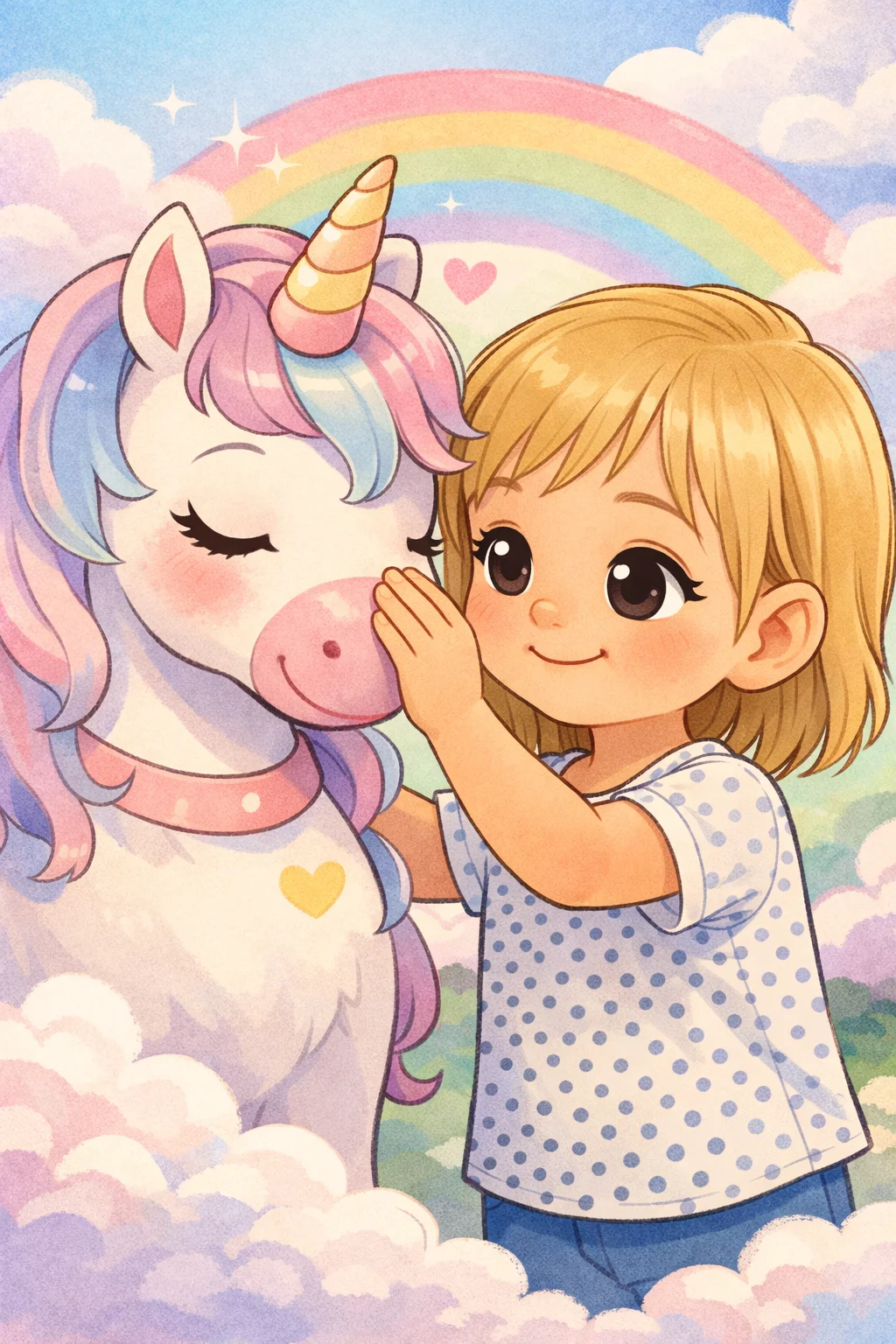 Odaia acariciando al unicornio